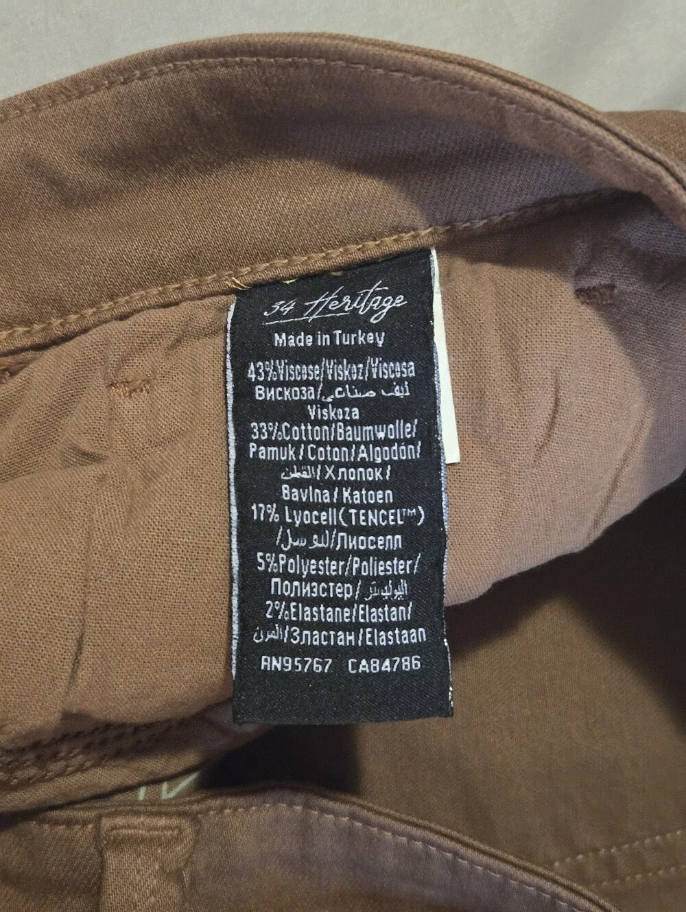 34 Heritage Courage Mid Rise Straight Jeans 31x34 Brown Tencel Stretch